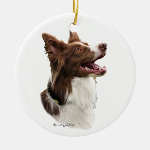 Red Border Collie Head Ornament