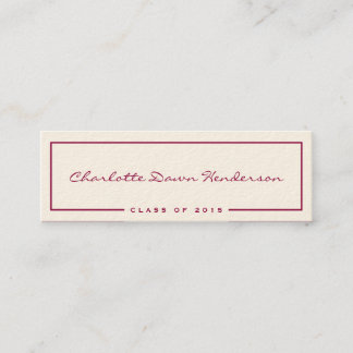 Red border ecru graduation announcement name card