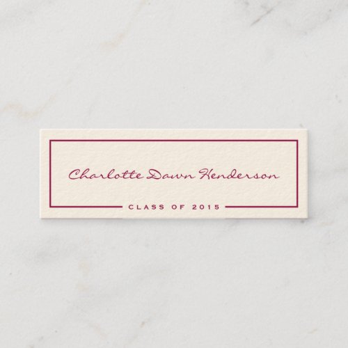 Red border ecru graduation announcement name card business card