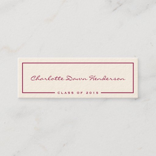 Customizable Red border ecru graduation announcement name card business card