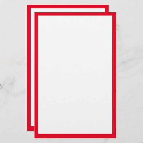 Red Border Edge Solid White Plain Custom Color Stationery
