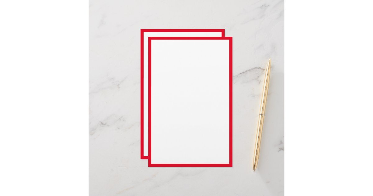 Red Border Edges White Blank Classy Custom Trendy Stationery | Zazzle