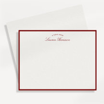 Red Border Elegant Modern Stationery Note Card