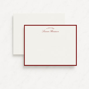 Red Border Elegant Modern Stationery Note Card