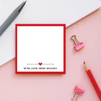 Red Border & Heart With Love From Post-it Notes