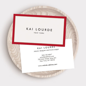 Red Border  Modern Professional  Business Card by sm_business_cards at Zazzle