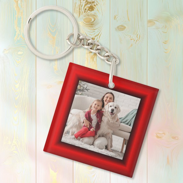 Red Border Photo Keychain (Red Border Keychain)