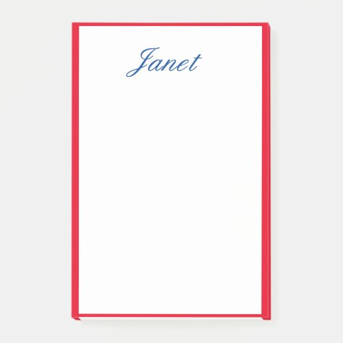 Red Bordered Edges Monogrammed Name Blue White Post_it Notes