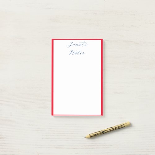 Red Bordered Edges Monogrammed Name Custom Post_it Notes