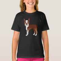 Red Boston Terrier Adorable Cartoon Dog Drawing