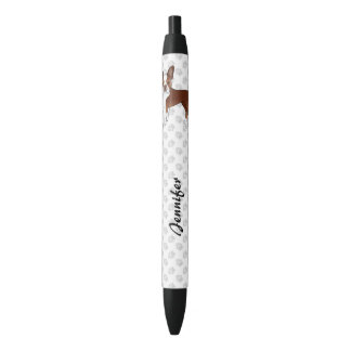Red Boston Terrier Cute Cartoon Dog &amp; Custom Name Pen
