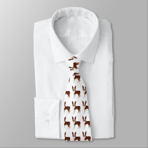 Red Boston Terrier Cute Cartoon Dog Pattern Neck Tie