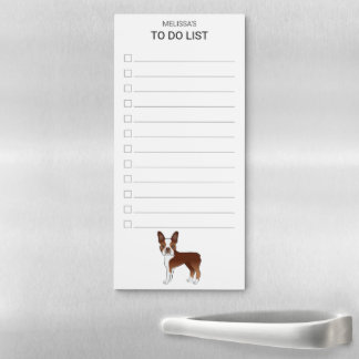 Red Boston Terrier Cute Dog To Do List Checklist Magnetic Notepad