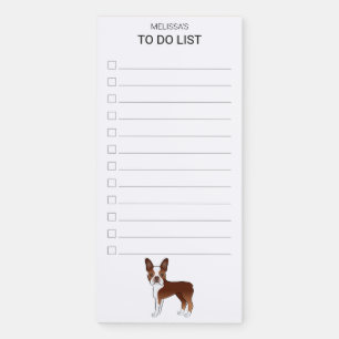 Red Boston Terrier Cute Dog To Do List Checklist Magnetic Notepad