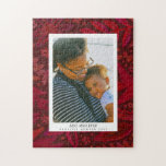 Red Botanical Frame Mother's Day Gift Jigsaw Puzzle<br><div class="desc">Celebrate mom with this custom photograph and red botanical frame puzzle with editable text and give her a one of a kind gift that she can work on over again and again.</div>