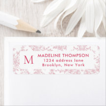Red Botanical Toile Monogram Address