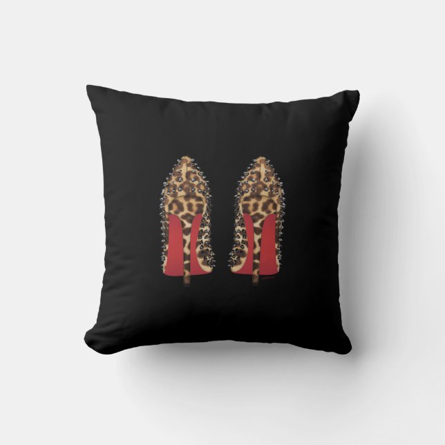Red bottom shoes heels stilettos in LEOPARD Throw Pillow (Front)