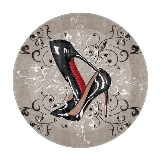 Red bottoms shoes with DELICATE Stylish background Cutting Board (Front)