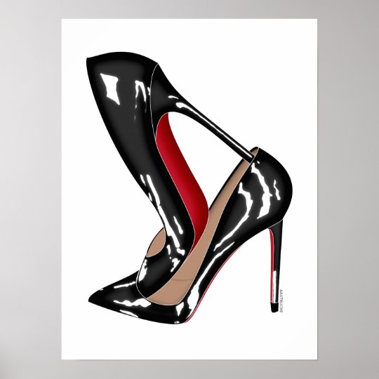 Red Bottoms stilettos shoes, black high heels Poster | Zazzle.com