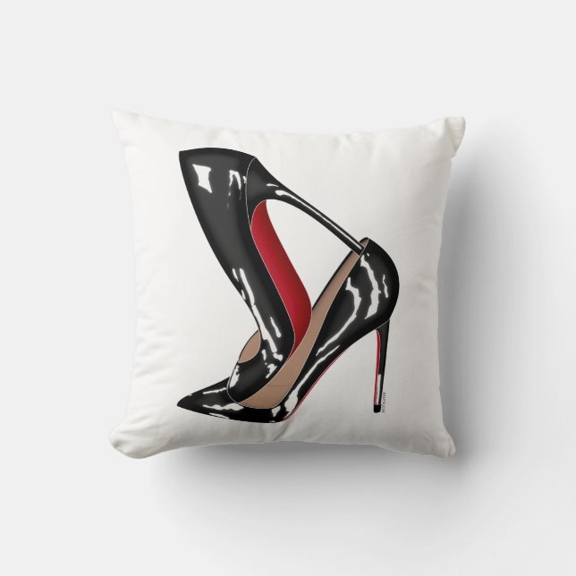 Red Bottoms stilettos shoes, black high heels Throw Pillow (Front)
