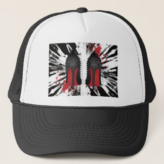 Red Bottoms Stilettos shoes heels spatters & drips Trucker Hat