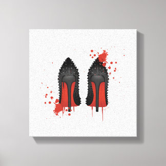 Red bottoms stilettos shoes high heels & spatters canvas print