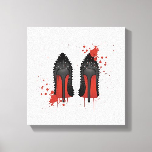Red bottoms stilettos shoes high heels  spatters canvas print