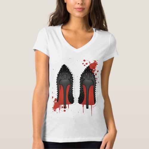 Red bottoms stilettos shoes high heels  spatters T_Shirt