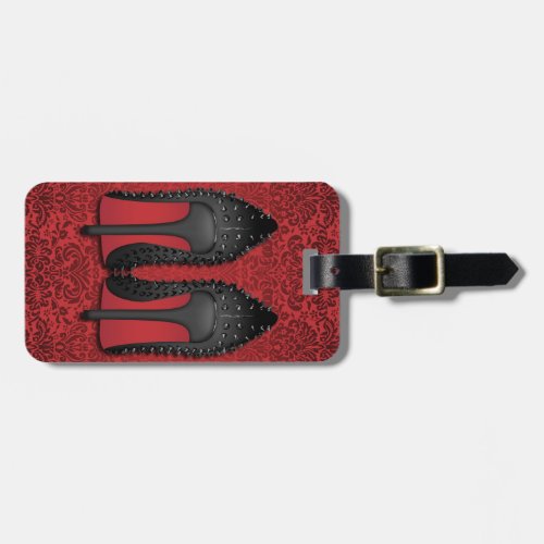 Red Bottoms stilettos shoes in RED DAMASK Luggage Tag