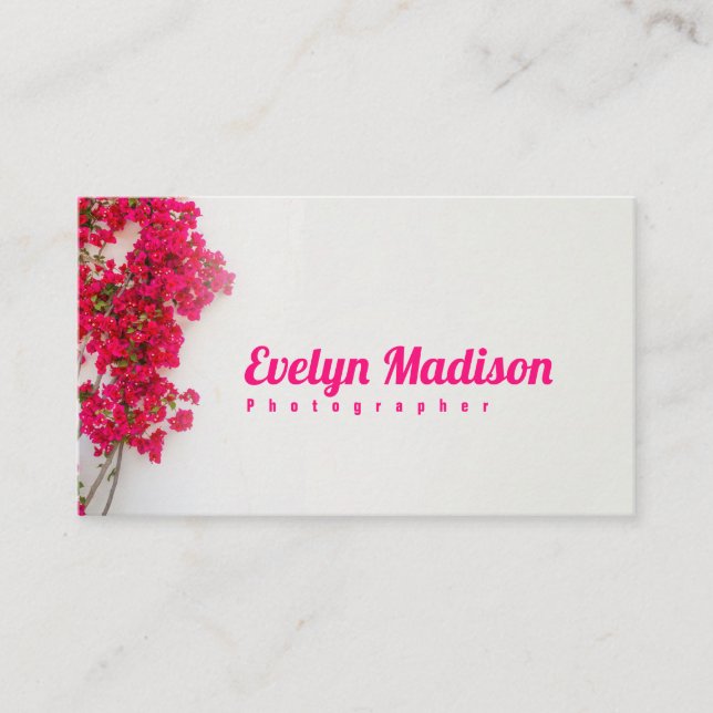 Red bougainvillea flower with a white wall gt543 business card (Front)