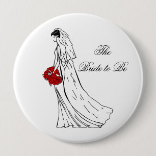 Red Bouquet Bride to Be Pinback Button