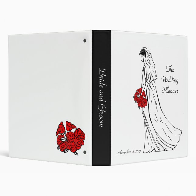 Red Bouquet Bride Wedding Planner (TBA) Binder (Background)