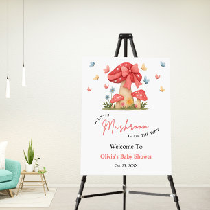 Red Bow A Little Mushroom Baby Shower Welcome Foam Board