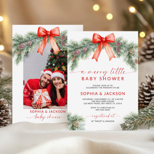 Red Bow A Merry Little Baby Shower Invitation
