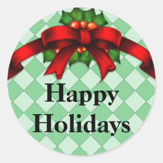 Red Bow and Holly Stickers