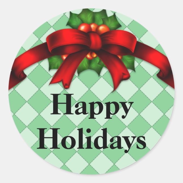 Red Bow and Holly Stickers (Front)