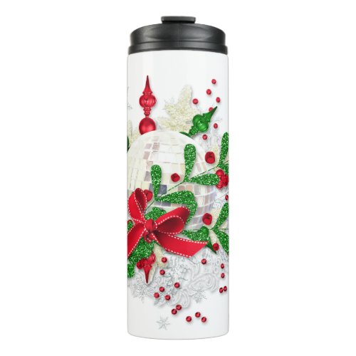 Red Bow And Holly Thermal Tumbler