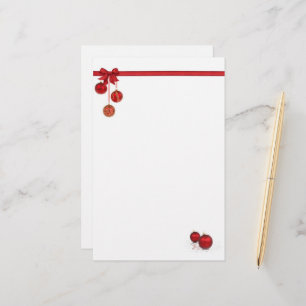 Red Bow and Ornament Stationery