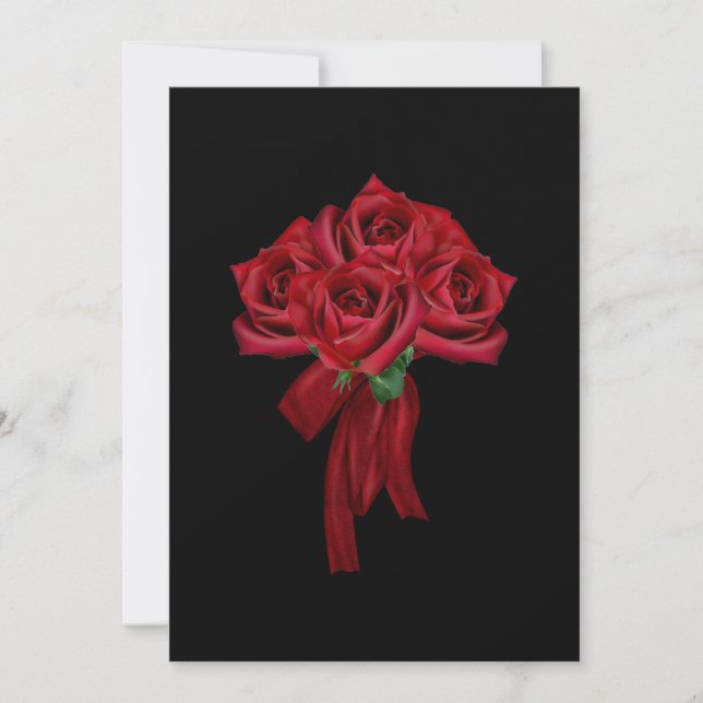 Red Bow and Roses Gothic Bridal Shower Invitation (Front)