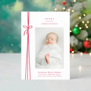 Red Bow and String Merry Little Christmas Baby Letterpress Photo Cards