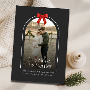 Red Bow Arch Photo Christmas Pregnancy Announcement