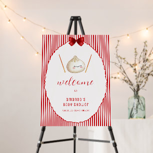 Red Bow Asian Dumpling Baby Shower Welcome Sign