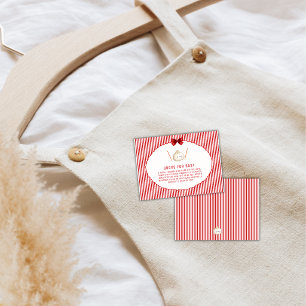 Red Bow Asian Dumpling Book For Baby Shower Enclosure Card