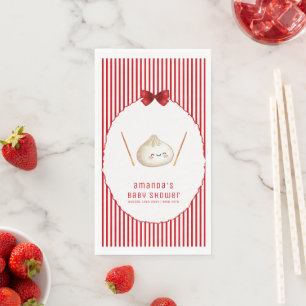 Red Bow Asian Dumpling Girl Baby Shower Paper Guest Towels