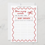 Red Bow Baby Shower - Editable Name, 5x7 Invitatio Invitation