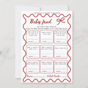 Red Bow Baby Shower - Editable Name, 5x7 Invitation