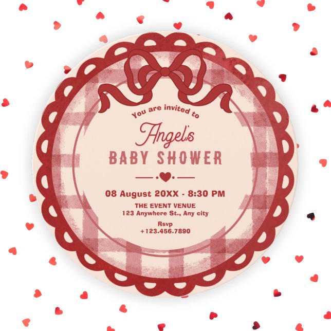 Red bow baby shower invitation (Creator Uploaded)