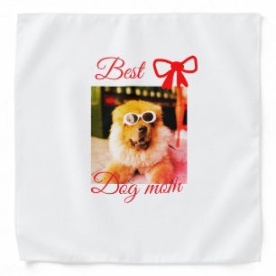 Red bow best dog mom dad photo dog/pet name bandana