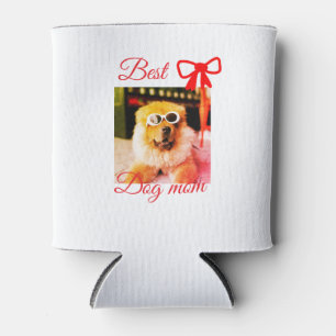 Red bow best dog mom dad photo dog/pet name  can cooler