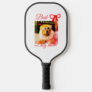 Red bow best dog mom dad photo dog/pet name carbon fiber pickleball paddle